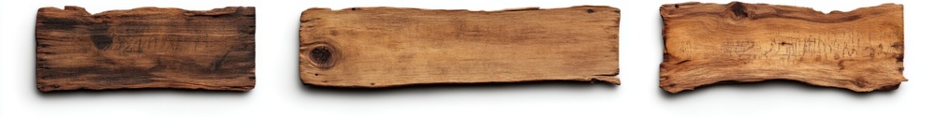 Weathered wood planks isolated on white background