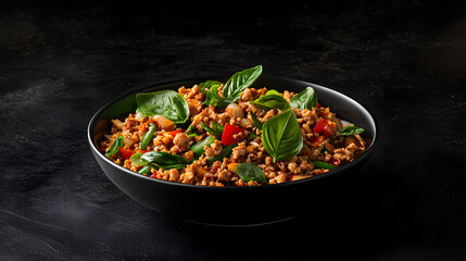 Vibrant Thai Pad Krapow with Fresh Basil and Colorful Vegetables