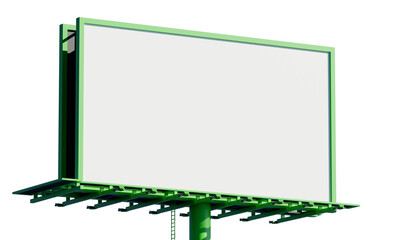 3d green billboard with transparent background, PNG transparent, isolated