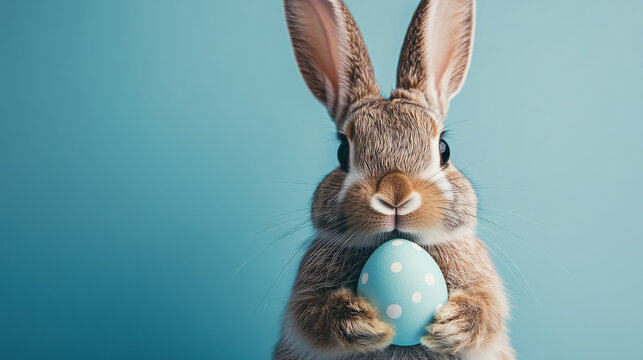Easter bunny carrying an egg for a joyful Easter celebration
