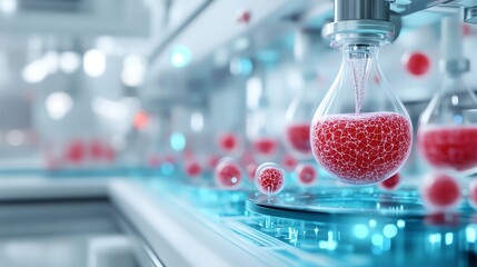 3D bioprinter creating artificial human tissue for regenerative medicine in a futuristic research facility