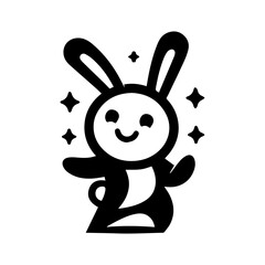 unique design of dancing rabbit cartoon logo