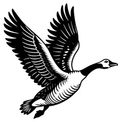 A bar-headed  goose walks vector art illustration