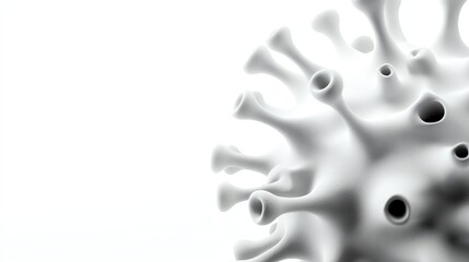 a detailed closeup of a virus under an electron microscope, scientific research, highcontrast lighting, isolated on white background