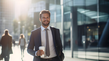 business man walking in the city
