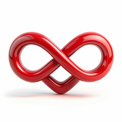 A red infinity symbol merging seamlessly into a heart,