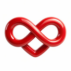 A red infinity symbol merging seamlessly into a heart,