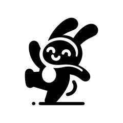 unique design of dancing rabbit cartoon logo
