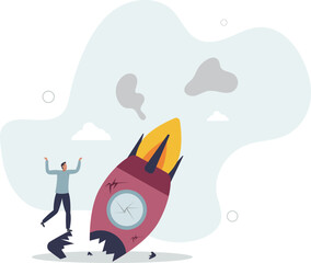 Fail start up business, new business risk or unexpected entrepreneur bankruptcy concept.business concept.flat character.
