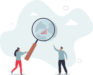 World economic analysis, global investment or international business opportunity research, forecast and analyze financial information concept.flat character life .