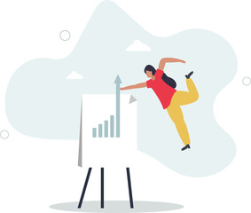 Growth or improvement, increase sales or revenue raising, growing business or develop marketing plan to help gain more profit concept.flat character life .