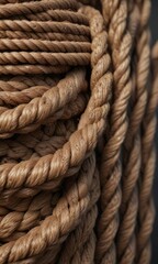 Natural fiber rope with brown color and rough texture, texture, rope