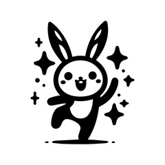 unique design of dancing rabbit cartoon logo