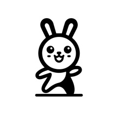 unique design of dancing rabbit cartoon logo