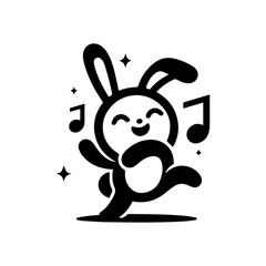 unique design of dancing rabbit cartoon logo