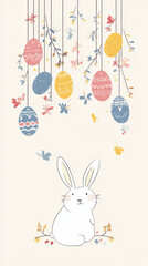 Vector illustration of Easter garland with eggs and bunny for the festive season