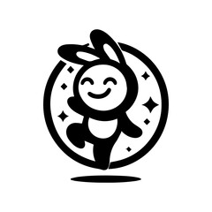 unique design of dancing rabbit cartoon logo