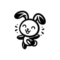 unique design of dancing rabbit cartoon logo