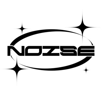Y2k Style Futuristic Black Typography of 'Noise' with Orbat Circles and Glitter Logotype