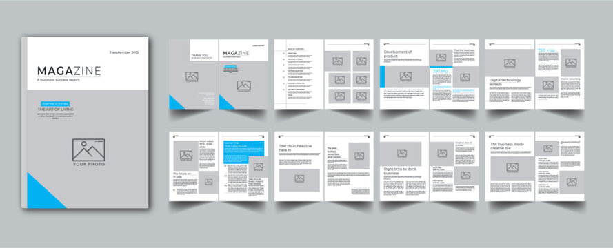 Magazine Template layout cover page with 16 page design concept