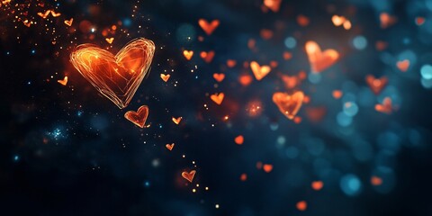 romantic glowing hearts for love and connection