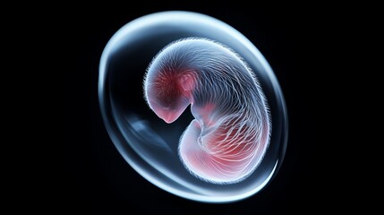 Hybrid humananimal embryo under laboratory observation, representing cuttingedge genetic experimentation