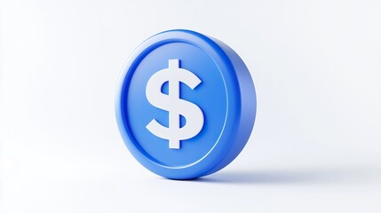 Obraz premium 3D Render of Blue Coin with White Dollar Symbol