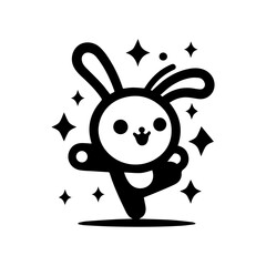 unique design of dancing rabbit cartoon logo