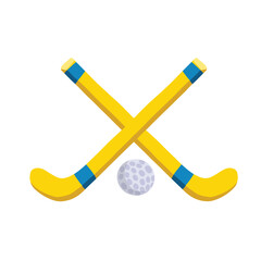 colored floorball stick sport symbol, hand drawn vector illustration