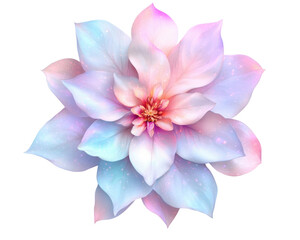 A stunning pastel flower with delicate petals and a vibrant center, evoking feelings of tranquility and beauty in nature. Isolated on transparent background, png.