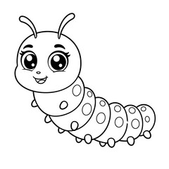 Cute cartoon caterpillar coloring page outline for kids