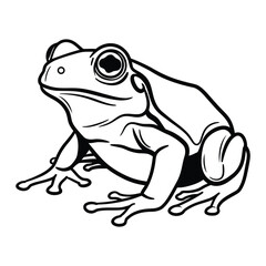 Cute Frog line art  silhouette vector illustration.