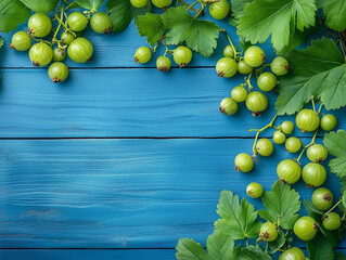 A vibrant array of juicy tropical fruit sprawls on the blue background, Tropical freshness and color. Generative Ai