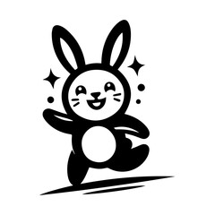 unique design of dancing rabbit cartoon logo