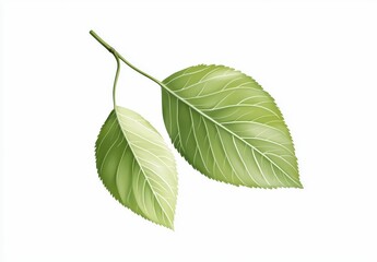 Obraz premium Two Light Green Leaves on White Background