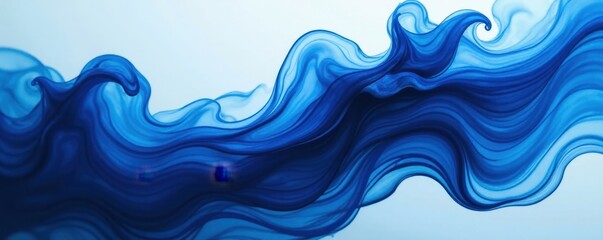 Fototapeta premium Swirling dark blue ink blot, high contrast, dynamic movement, illustration, effect
