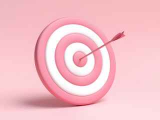 A minimalistic and modern representation of precision, goal setting, and business success through a bullseye target and an arrow hitting the center.