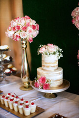 wedding cake and flowers