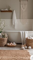Rustic Boho Easter Decor in a Stylish Bathroom Setting