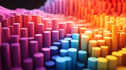 Obraz premium Abstract terrain created by colored cylinders background illustration