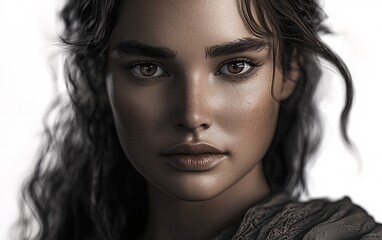 Fototapeta premium stunning close-up of a young woman with captivating eyes and natural beauty
