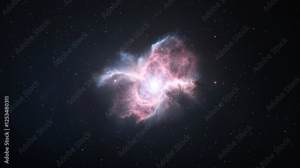 Poster breathtaking view of supernova explosion in deep space, showcasing vibrant colors and intricate deta