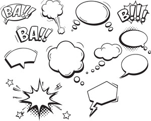 speech bubbles thought bubbles silhouette vector logo illustration design set