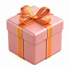 Obraz premium A 3D-rendered pink gift box with an orange ribbon