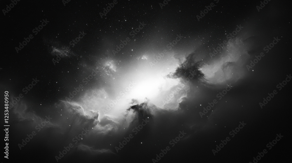 Aufkleber stunning view of cosmic scene featuring swirling clouds and bright stars, evoking sense of wonder an