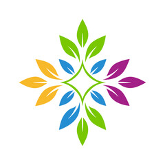 set of abstract flowers