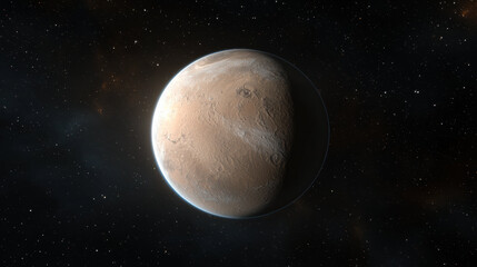 stunning view of Mars in space, showcasing its reddish surface and surrounding stars, evoking sense of wonder and exploration