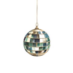 Fototapeta premium Elegant Watercolor Disco Ball Christmas Ornament