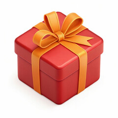 Fototapeta premium A 3D-rendered red gift box with an orange ribbon