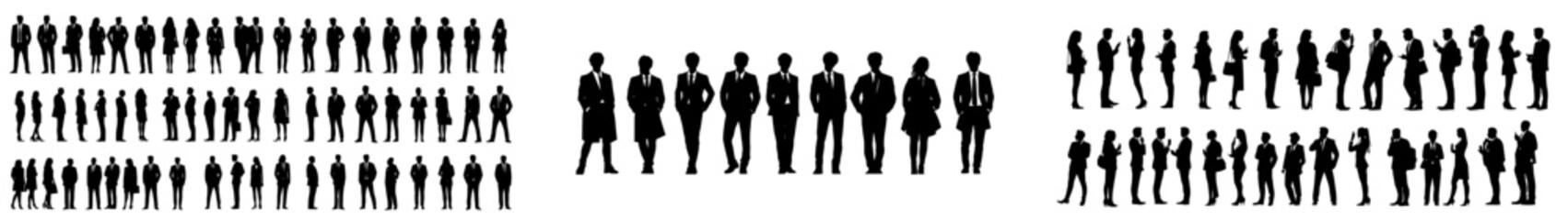 Black-filled, modern silhouette of a businessman and a businesswoman in SVG illustration